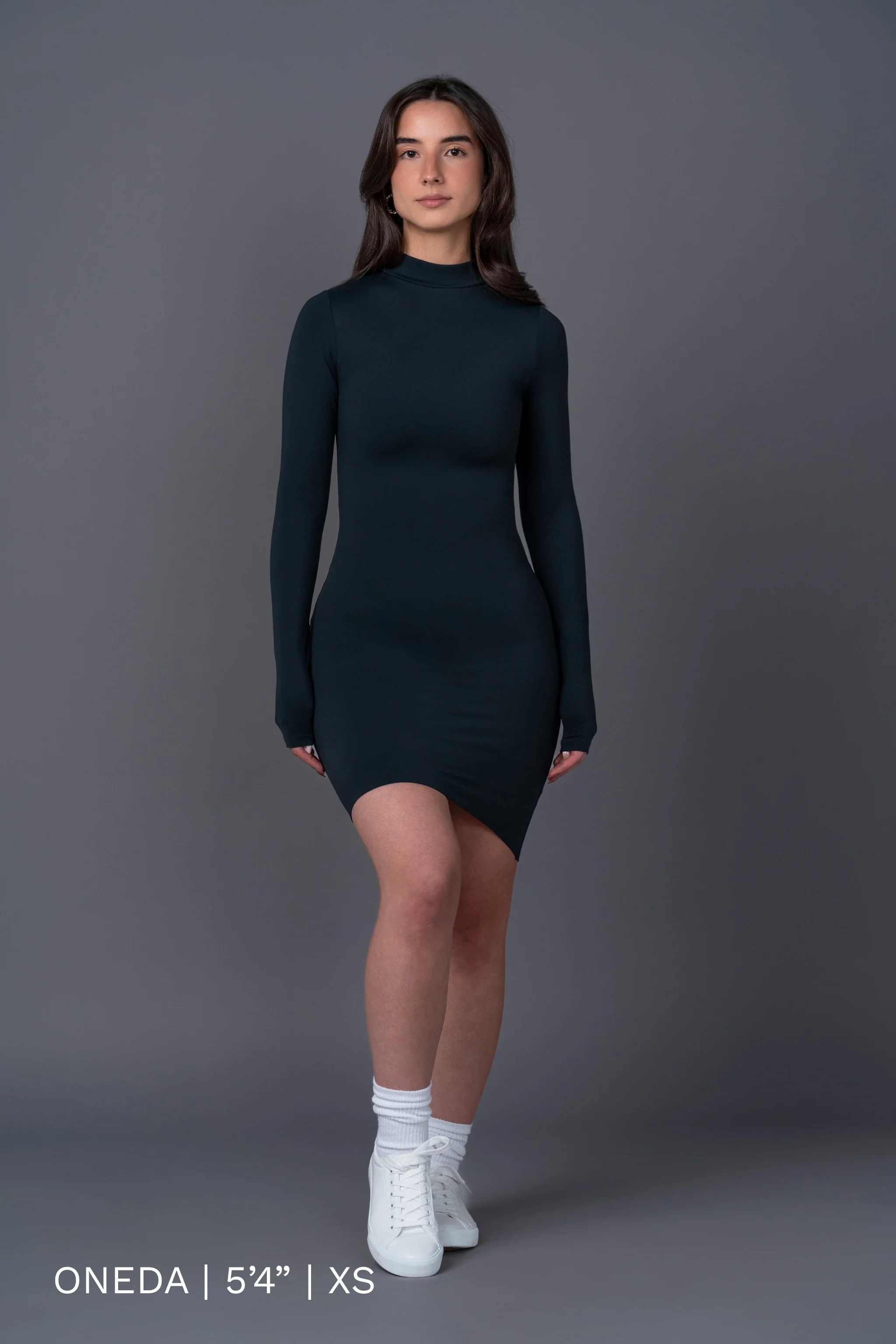 Mock Neck Long Sleeve Mini Dress
